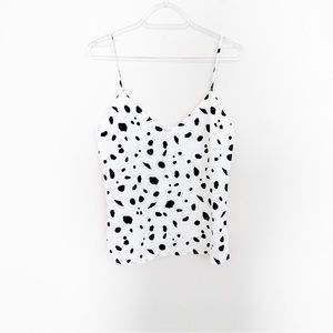 L'AGENCE Jane Spaghetti Strap 100% Silk Dalmatian Print Tank Top NWT XS